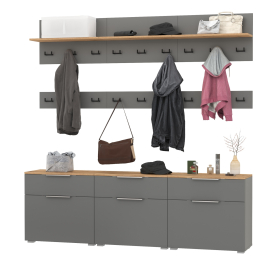 Три обувницы с вешалкой для одежды с полкой в узкую прихожую Октава