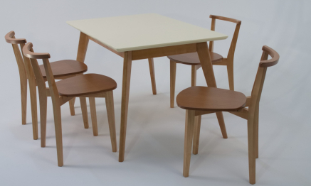 Стол Сканди 120 натур/слоновая кость со стульями Франк натур