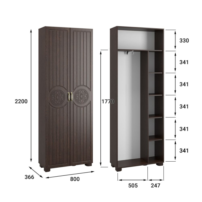 Для одежды, Шкаф комбинированный «Монблан» МБ-21К