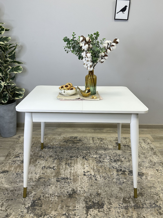 Обеденные столы, Стол Kenner 900 K раздвижной, стекло белое сатин