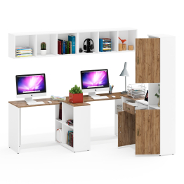 Набор мебели в детскую комнату Лидер-8 из столов компьютерных с полками и тумбы с дверкой и пенала