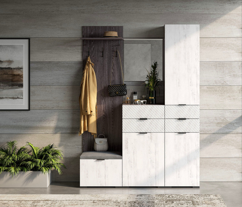 Шкафы распашные, Шкаф Шаде ШК-3415, черный ясень, санторини белый