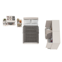 Туалетный столик с зеркалом Афина с кроватью 1200 с тумбочкой и двумя шкафами