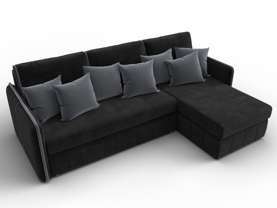 Диваны угловые в гостиную, Диван угловой Лига-078 угол универсальный, велюр SEVEN
