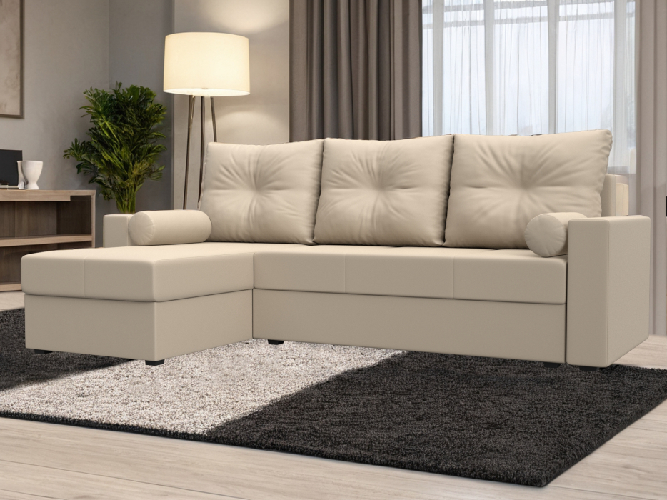 Диваны угловые в гостиную, Диван угловой Верона Лайт левый угол, экокожа