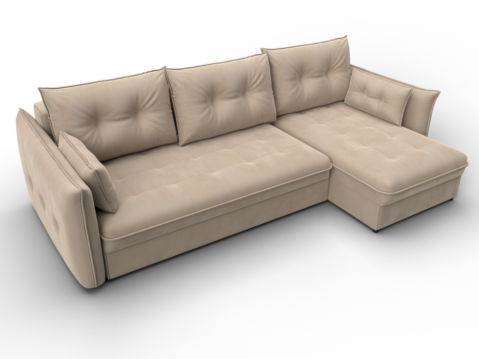 Диваны угловые в гостиную, Диван угловой Лига-100 НПБ угол универсальный, велюр SEVEN