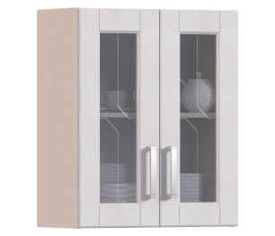 Регина РП-60 Полка с двумя витринами Песочный/Риф белоснежный