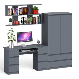 Шкаф-комод Мори МШ900.1 с письменным 2-х тумбовым столом МС-2 и полкой книжной