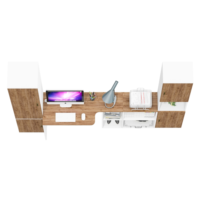 Домашние кабинеты, Стол-трансформер письменный Лидер-8 с пеналом с нишей и пеналом МД 21Б