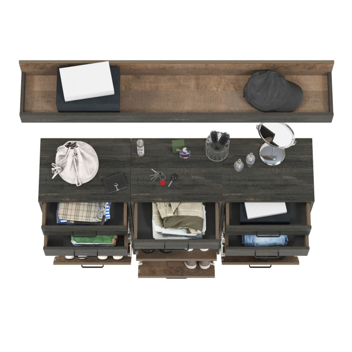 Прихожая, Три тумбы для обуви и навесная полка Трувор