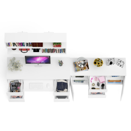 Двухтумбовый стол компьютерный с ящиками МС-2 с тумбой-комодом и полкой 1200 Мори