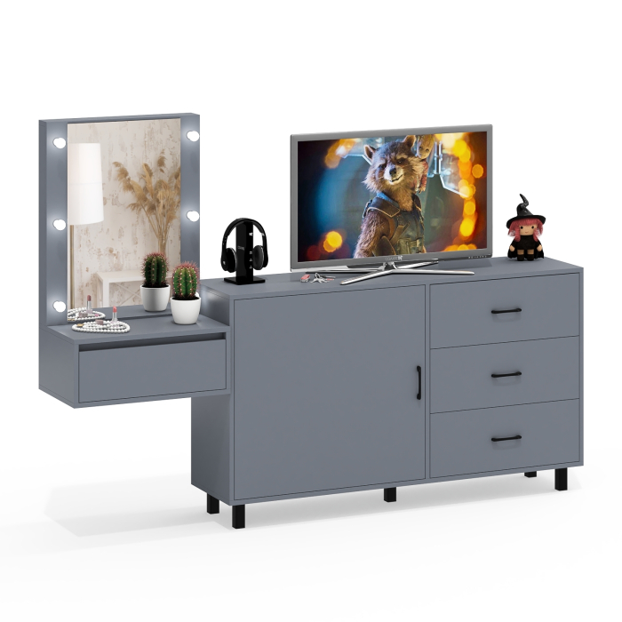 Туалетные столики, Стол косметический навесной с подсветкой и комод 122-1504