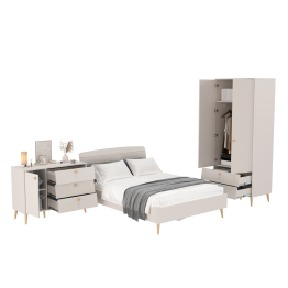 Спальня Афина Сп-04 кровать 1400 с комодом и 2-х дверным шкафом для одежды