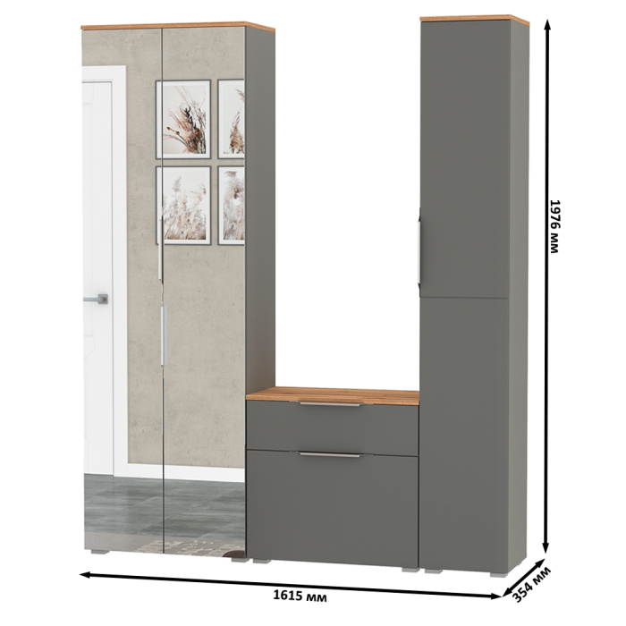 Прихожие, Шкаф с зеркалом и пенал с обувницей Октава