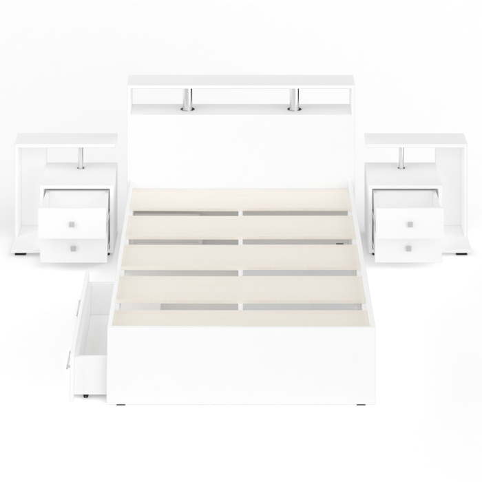 Спальные гарнитуры, Кровать с ящиками Камелия 1200 с двумя прикроватными тумбами