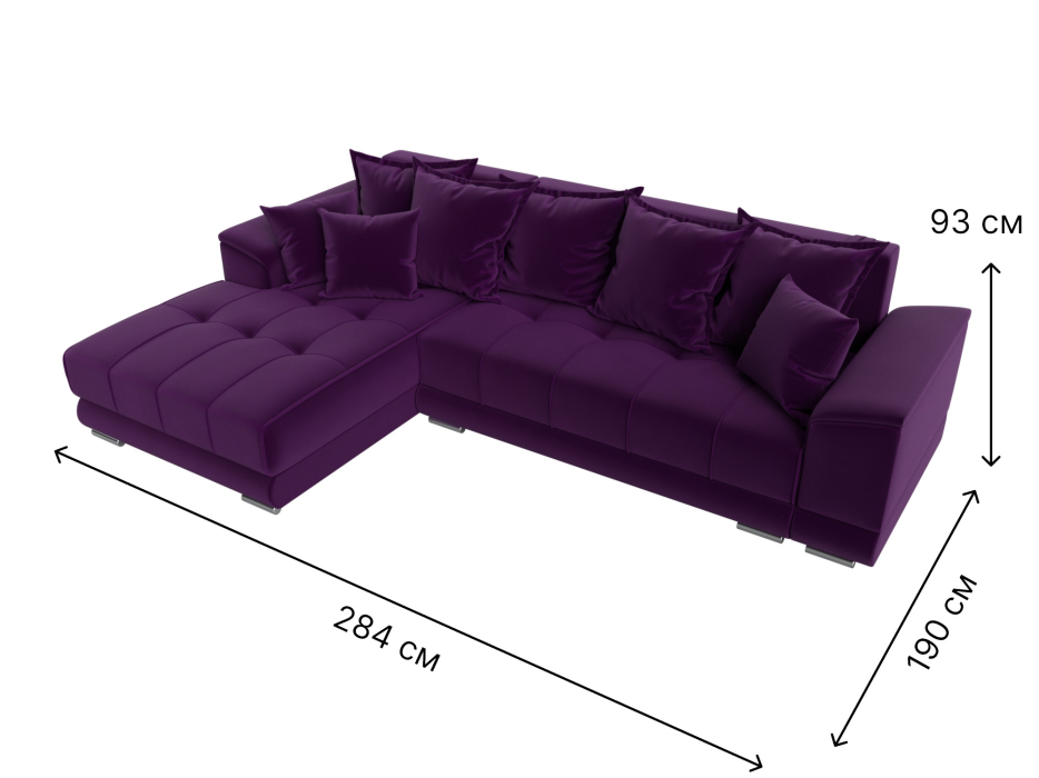 Диваны угловые в гостиную, Угловой диван НордСтар левый угол, микровельвет