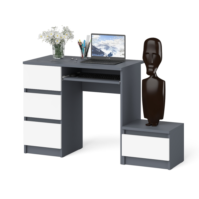 Прямые компьютерные столы, Компьютерный стол три ящика Мори МС-6 левый с тумбой 400