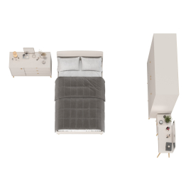 Кровать 1200 с четырёх-дверным шкафом с трюмо и комодом Афина