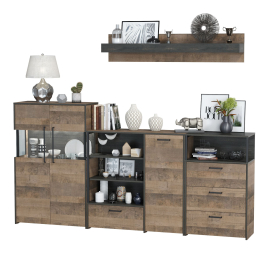 Комод с витриной с подсветкой с комодом с ящиком и дверкой и с комодом три ящика и ниша Трувор