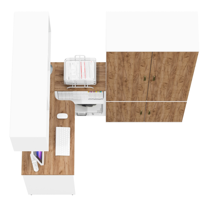 Домашние кабинеты, Шкаф для белья и одежды Лидер-8 и место для учёбы из письменного стола с полкой навесной