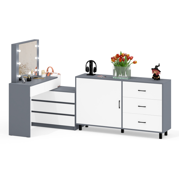 Туалетные столики, Стол-трансформер косметический с подсветкой 110 и комод-тумба три ящика 122-1504