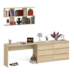 Письменный стол 1200 Мори с комодом на 6-ть ящиков и книжной полкой