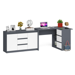 Комод-тумба три ящика и две дверки по бокам Мори МК1200.3 и компьютерный стол МС-16 правый