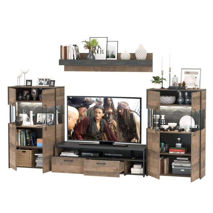 Стенки для гостиной, Мебель лофт с подсветкой для гостиной Трувор № 67