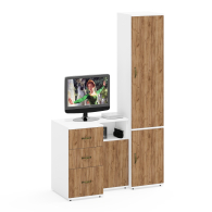 Домашние кабинеты, Тумба три ящика и тумба с нишей и пенал со штангой для одежды Лидер-8