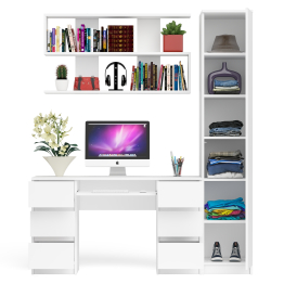 Компьютерный стол МС-2 с верхней полкой и пеналом для вещей Мори