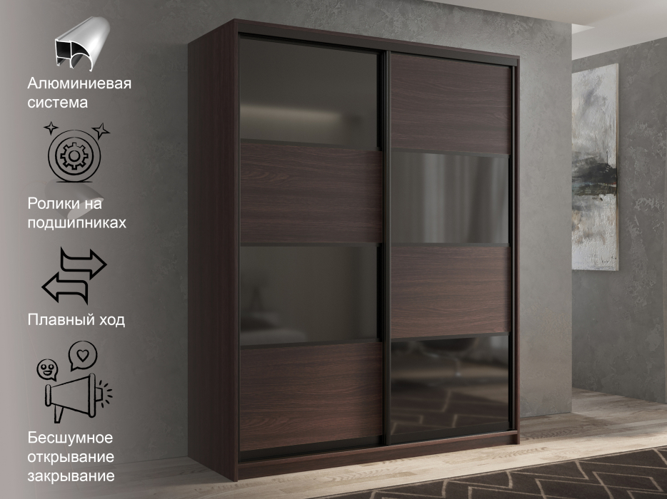 Шкафы-купе 2-х дверные, Шкаф-купе 2х дверный Кааппи 13 160х45