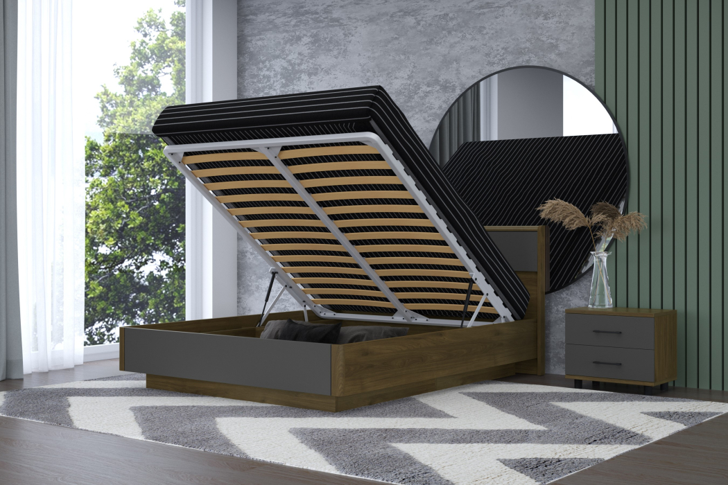 Кровати 180х200, Модульная система Грейс Кровать КР-4004  Гикори Джексон Темный