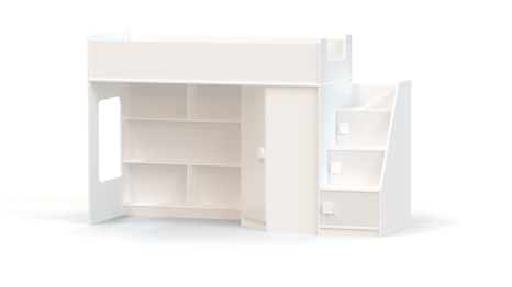 Кровать-чердак с угловым шкафом и угловой лестницей Ridgimmi 2.3
