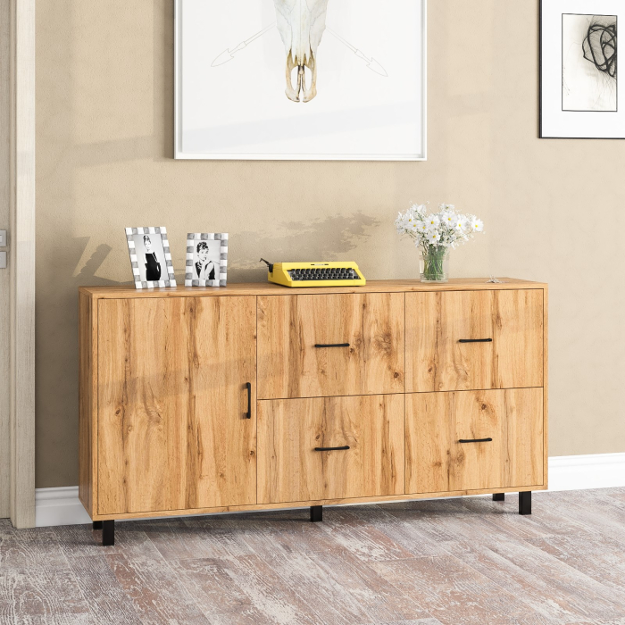 Комоды, Комод широкий с дверкой и ящиками РВК 125-1704