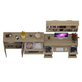 Стол для работы Мори МС-2 с книжной полкой на 1200 и комодом-тумбой МК1600.1