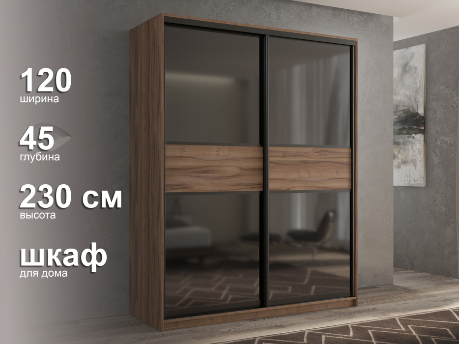 Шкафы-купе 2-х дверные, Шкаф-купе 2х дверный Кааппи 12 120х45