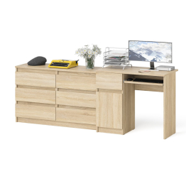 Стол компьютерный МС-1 с дверкой слева с широким комодом 1200 6-ть ящиков Мори