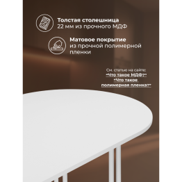 Стол Хьюго О 180 х 90 (белые ноги)