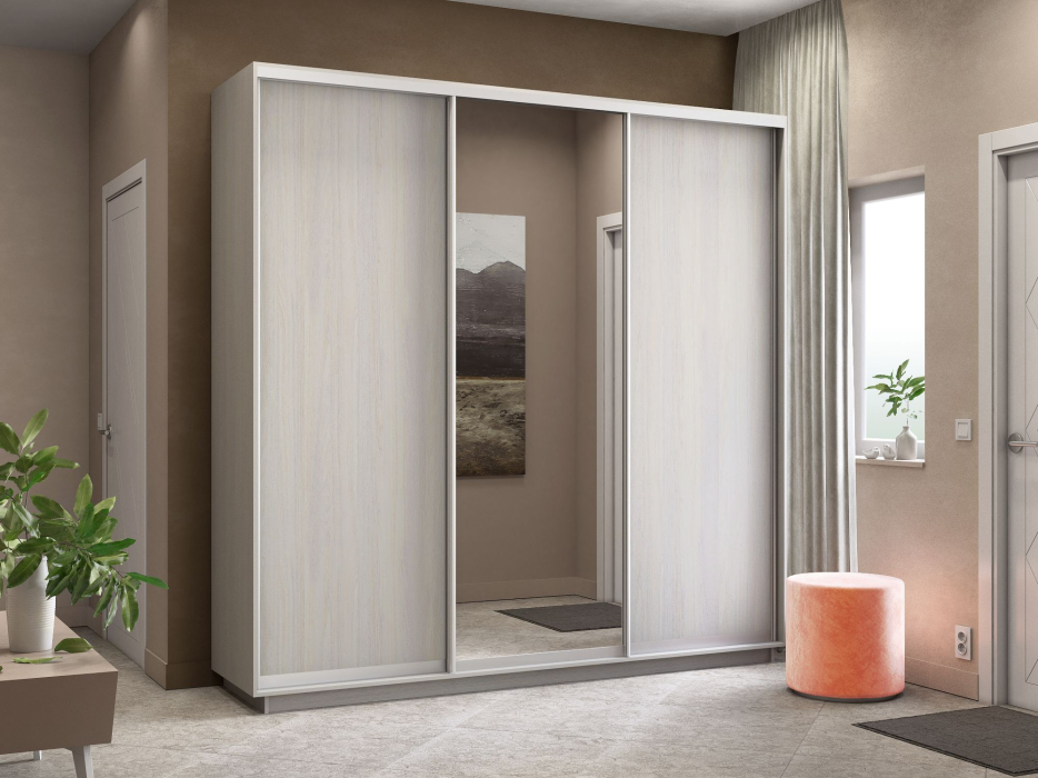 Шкафы-купе, Шкаф-купе Экспресс Медиум (1 зеркало) трио 2400 x 2400 x 600