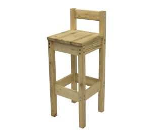 Комплект из 2-х  барных стульев из массива с низкой спинкой