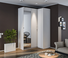 Шкафы распашные, Шкаф угловой с зеркалом МАКС Белый