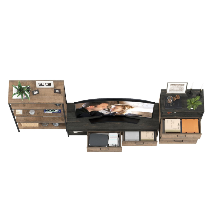 Стенки для гостиной, ТВ-тумба Трувор с открытым стеллажом и комодом с ящиками