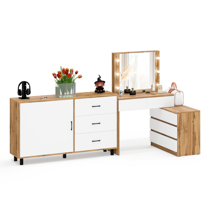 Туалетные столики, Стол-трансформер косметический с подсветкой 110 и комод-тумба три ящика 122-1504