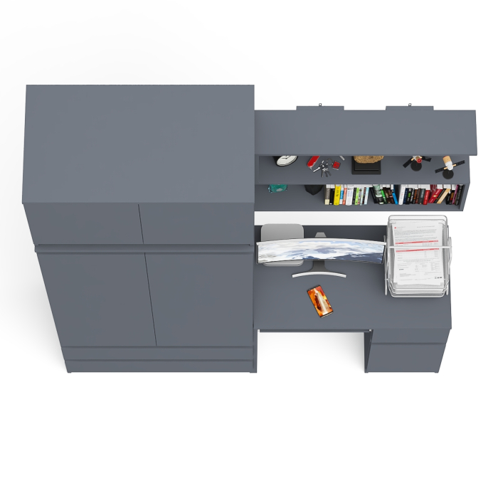 Домашние кабинеты, Шкаф с антресолью Мори МА900.1 с компьютерным столом МС-1 правым и книжной полкой