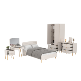 Кровать 1200 Афина с комодом и туалетным столиком и шкафом для одежды
