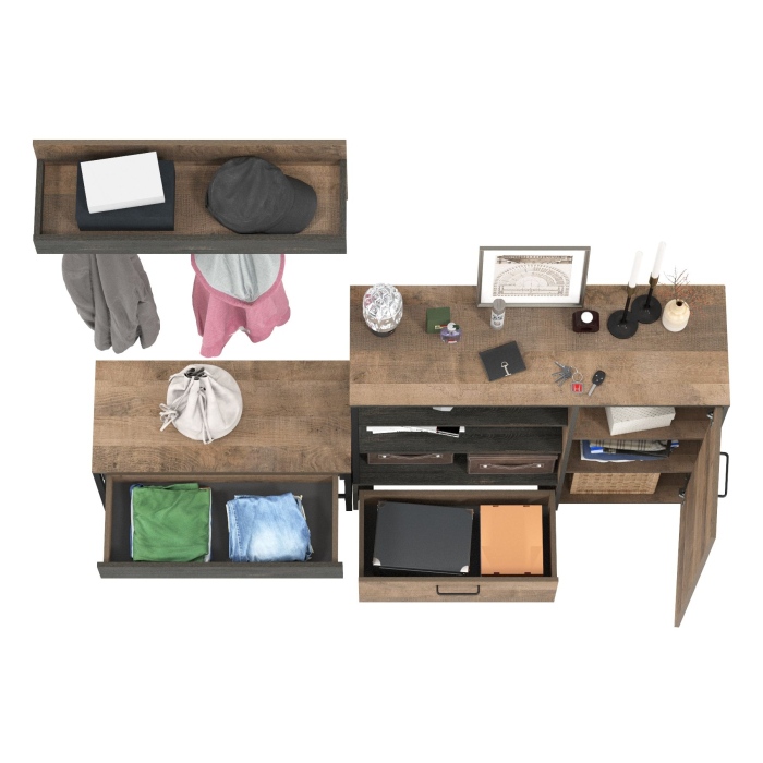 Прихожие, Обувница с сиденьем с комодом с дверкой и вешалкой Трувор