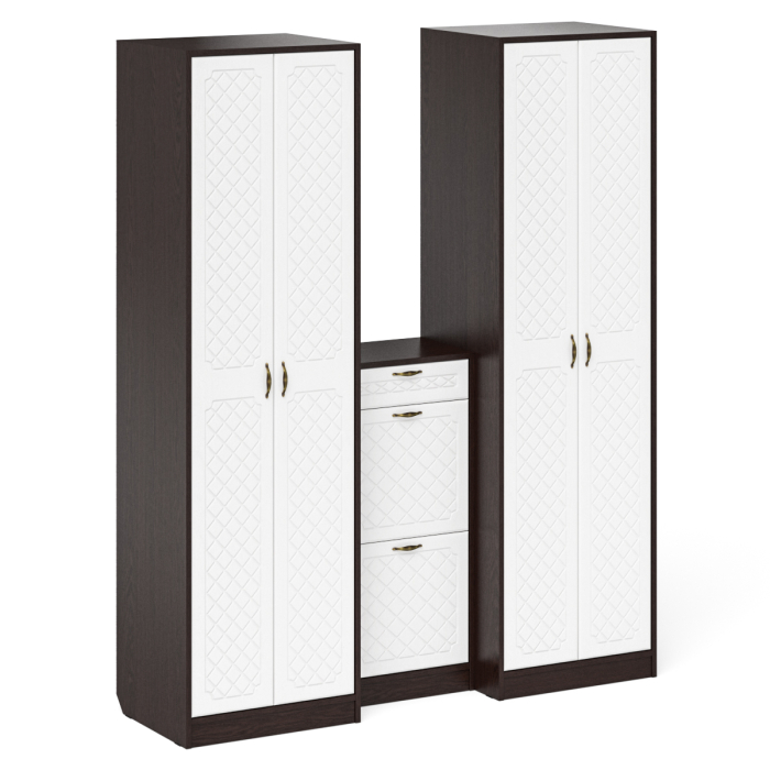 Прихожие, Тумба для обуви две секции и два шкафа в прихожую П-6 № 13 МДФ фрезеровка ромб