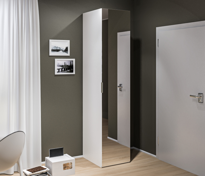 Шкафы пеналы, Мальта СБ-3262 Шкаф 1 дверный Белый с зеркальным фасадом