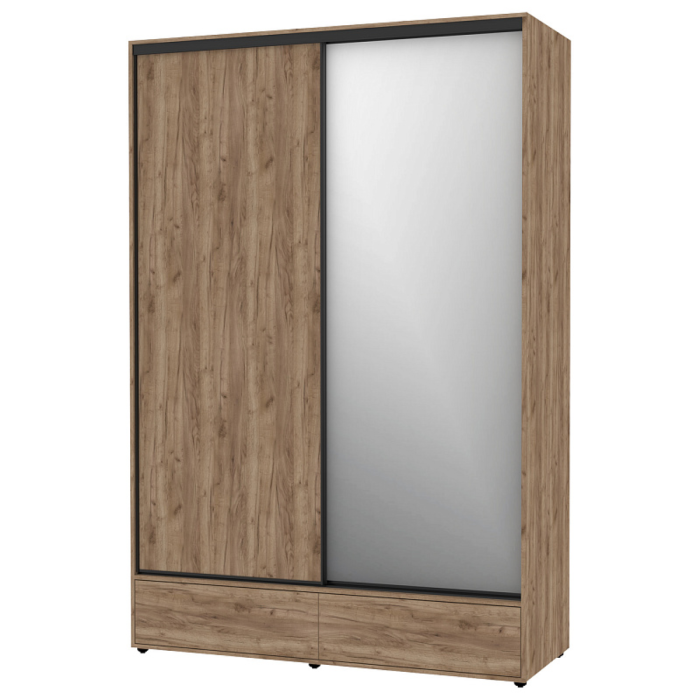 Шкафы-купе 2-х дверные, Шкаф-купе 2-дв  MOD 1600 зеркало/лдсп  (в2390*ш1600*г620)