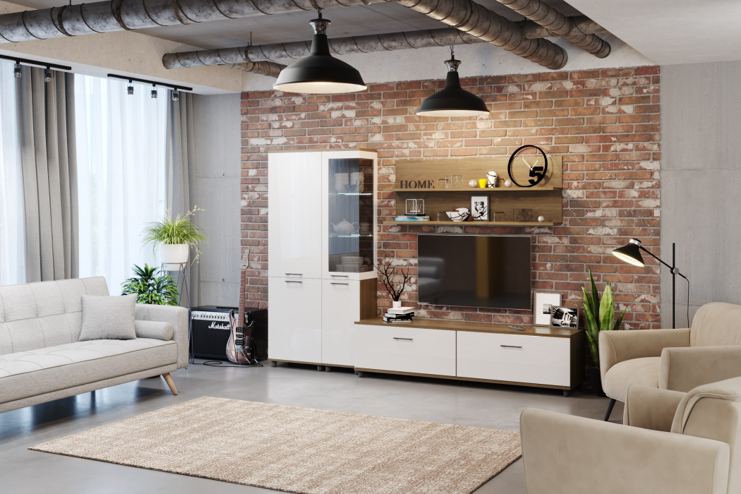 Стенки для гостиной, Модульная гостиная Грейс композиция 2  Гикори Джексон Темный